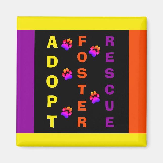 Colorful Animal Rescue and Pet Adoption Magnet (Front)