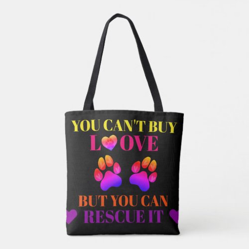 Colorful Animal Rescue and Pet Adoption Tote Bag