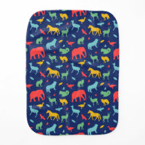 colorful animal silhouette pattern baby burp cloth