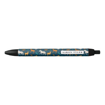 colorful animal silhouette pattern black ink pen