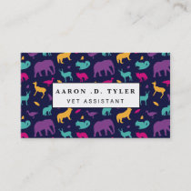 colorful animal silhouette pattern business card