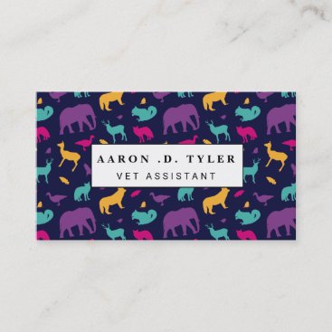 colorful animal silhouette pattern business card