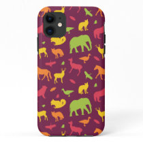 colorful animal silhouette pattern iPhone 11 case