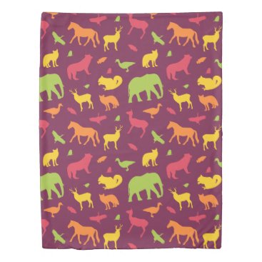 colorful animal silhouette pattern duvet cover