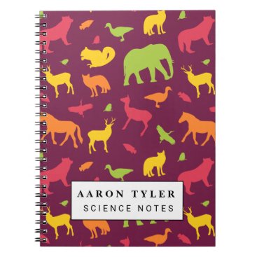 colorful animal silhouette pattern notebook