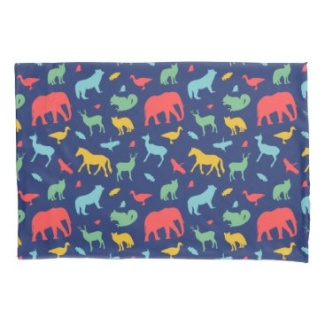 colorful animal silhouette pattern pillow case