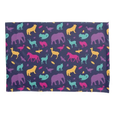 colorful animal silhouette pattern pillow case