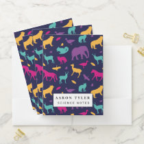 colorful animal silhouette pattern pocket folder