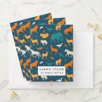 colorful animal silhouette pattern pocket folder