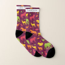 colorful animal silhouette pattern socks
