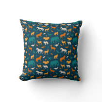 colorful animal silhouette pattern throw pillow