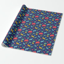 colorful animal silhouette pattern wrapping paper