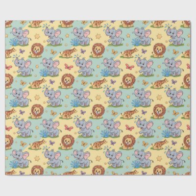 Colorful animal-themed wrapping paper