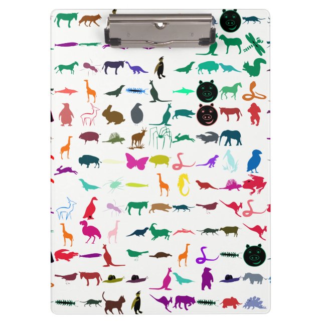 Colorful Animals Pattern #3 Clipboard (Front)