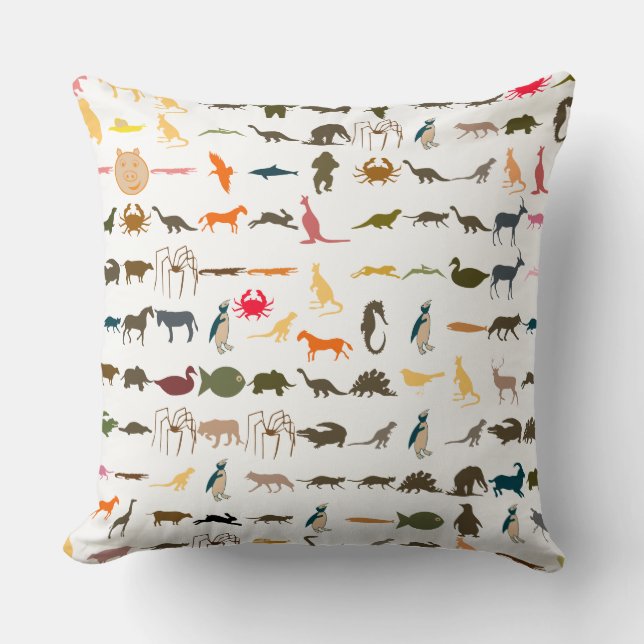 Colorful Animals Pattern #4 Throw Pillow (Front)