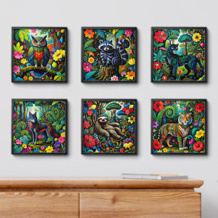 Colorful Animals Peel And Stick Photo Tile