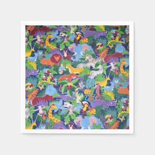 Colorful Animated Safari Animals Napkins