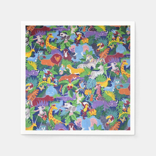 Colorful Animated Safari Animals Napkins (Front)