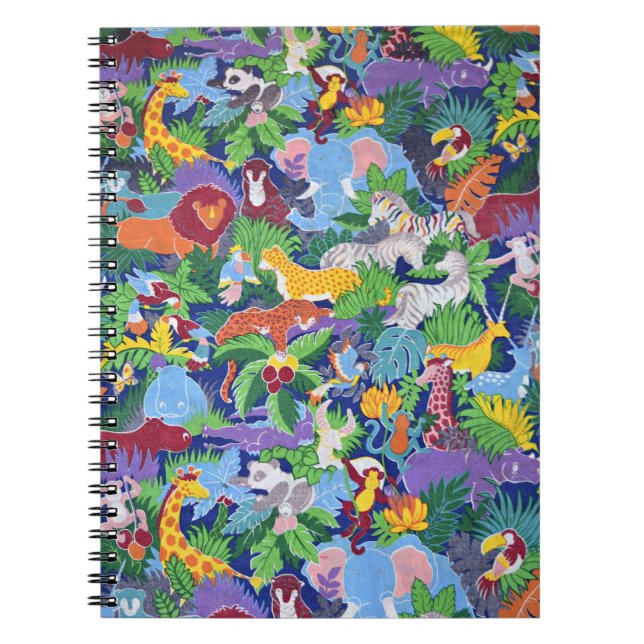 Colorful Animated Safari Animals Notebook (Front)