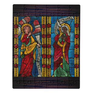 Colorful Annunciation With Mary And Gabriel Jigsaw Puzzle