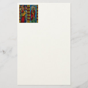 Colorful Annunciation With Mary And Gabriel Stationery