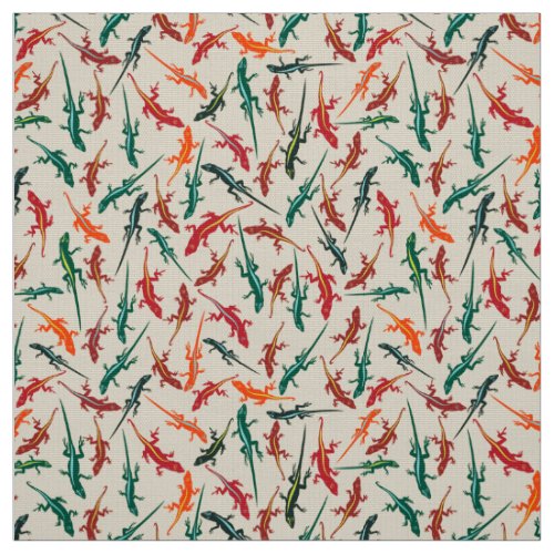Colorful Anole Lizards Ditsy Pattern Fabric