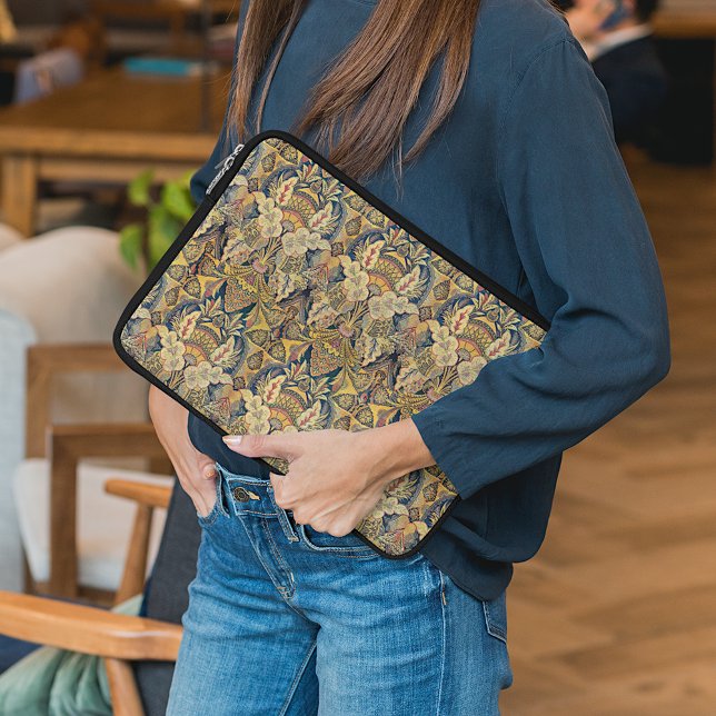 Colorful Antique Faux Tapestry Floral Pattern Laptop Sleeve (Creator Uploaded)