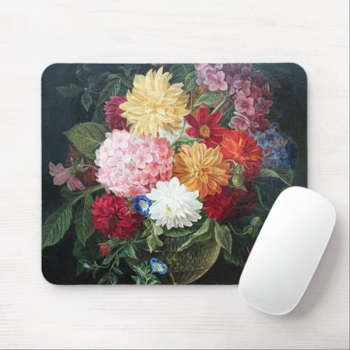 Colorful Antique Flowers Still Life Art Painting Mouse Pad