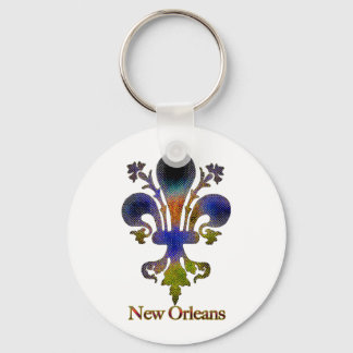 Colorful Antique New Orleans Fleur de lis Keychain