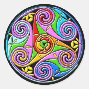 Colorful Antique Style Celtic Art Classic Round Sticker