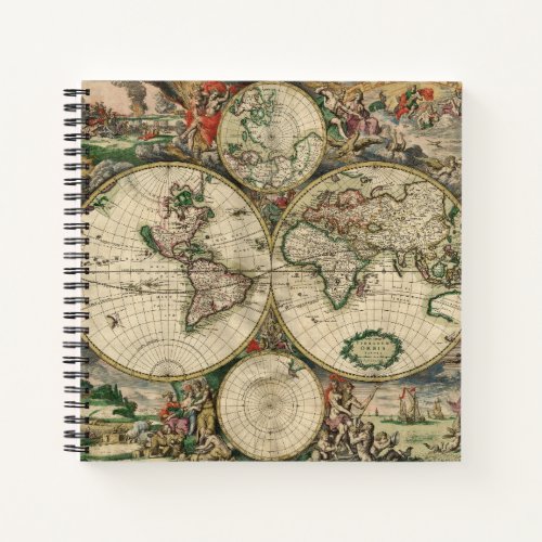 Colorful Antique World Map Notebook