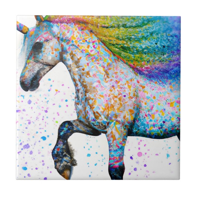 Colorful Appaloosa Unicorn  Ceramic Tile (Front)