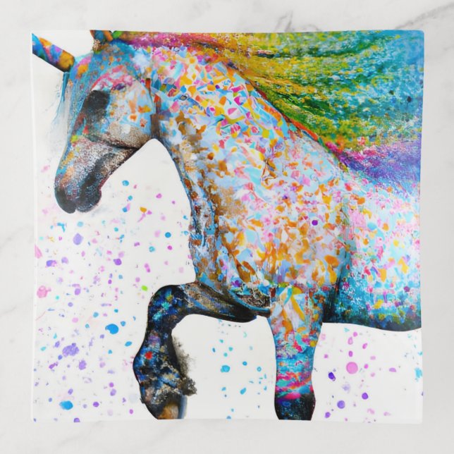 Colorful Appaloosa Unicorn Trinket Tray (Front)