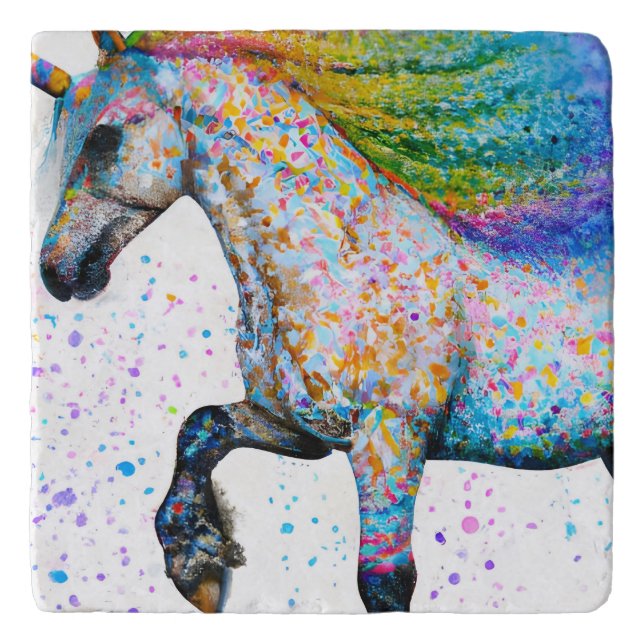 Colorful Appaloosa Unicorn Trivet (Front)