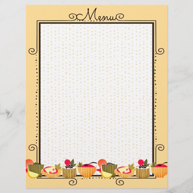 Colorful appetizer dinner menu catering letterhead (Front)