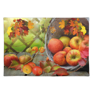 Colorful Apple Basket Fall Cloth Placemat