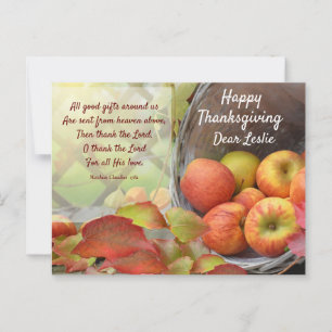 Colorful Apple Basket Personalize Thanksgiving Po Postcard
