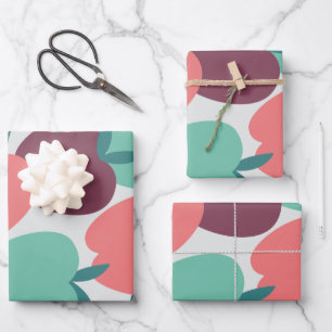 Colorful Apple Fruit Pattern Wrapping Paper Sheets