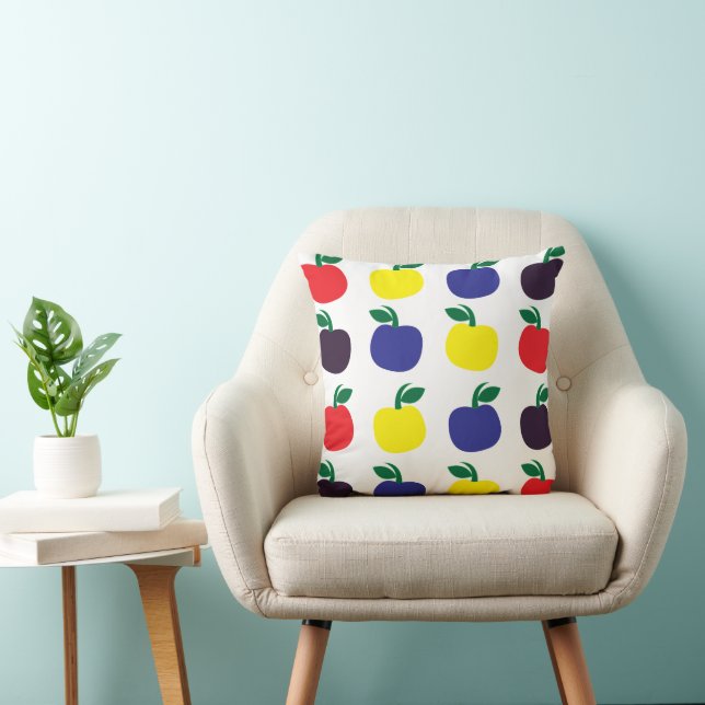 Colorful Apple Fruit Throw Pillow (Chair)