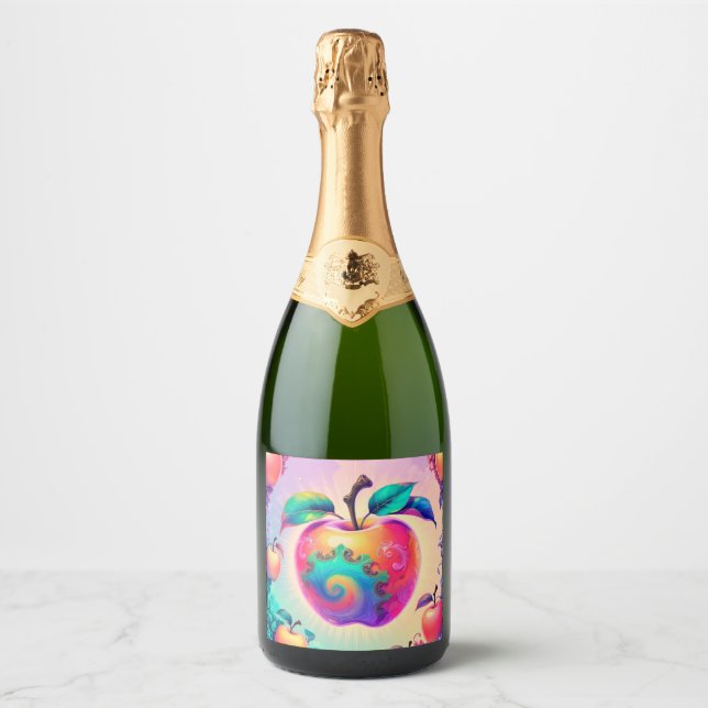 Colorful apple sparkling wine label (Front)