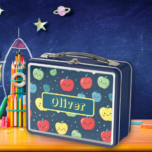 Colorful Apples fruit personalized name Metal Lunch Box