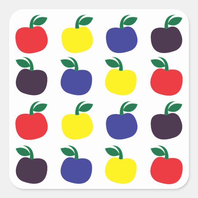 Colorful Apples Fruits  Square Sticker (Front)