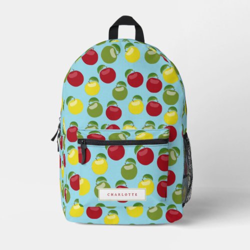 Colorful Apples Pattern Personalized Name Printed Backpack