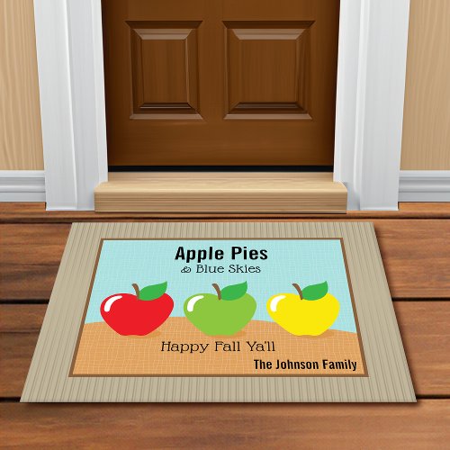 Colorful Apples Personalized Fall Doormat