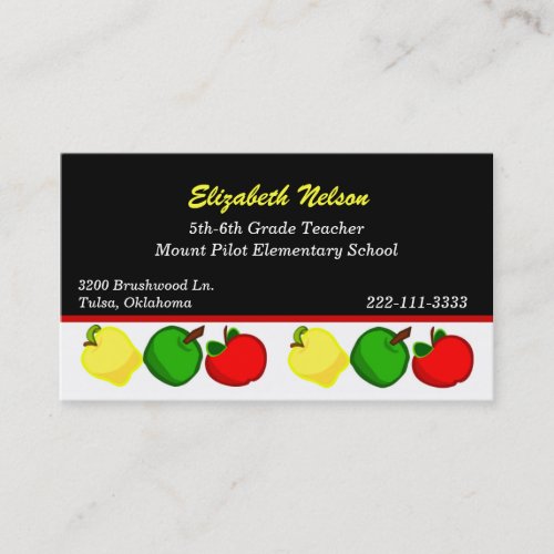 Colorful Apples Teacher's business card