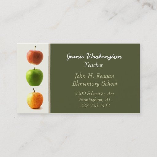 Customizable Colorful Apples Teacher's Business Card