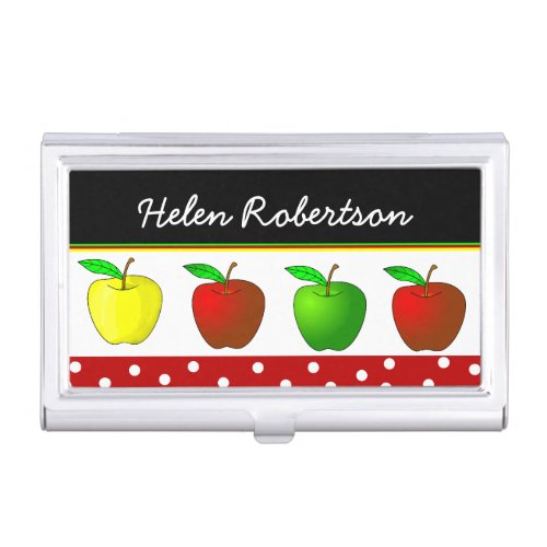 Colorful Apples Teachers Business Card Case