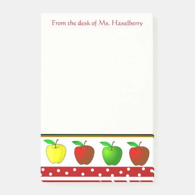 Colorful Apples Teachers Personalized Note Pad (Front)