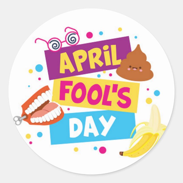 Colorful April Fools Day Sticker  (Front)