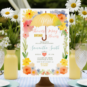 Colorful April Showers Yellow Umbrella Baby Shower Invitation